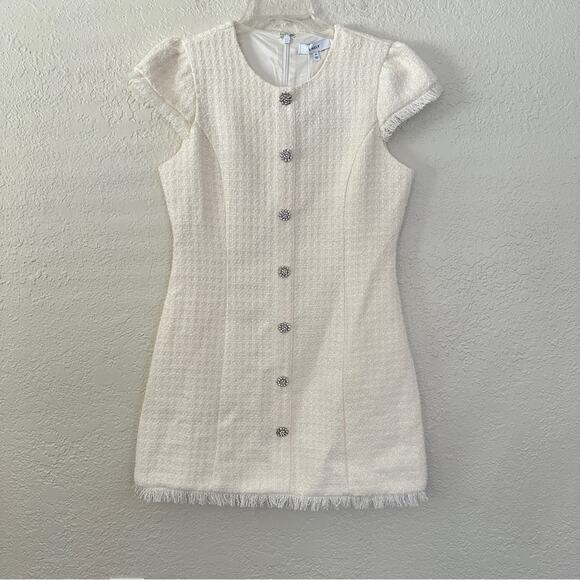 NWT Likely Collarless Riello Tweed Dress In Ivory 10 - Picture 2 of 7